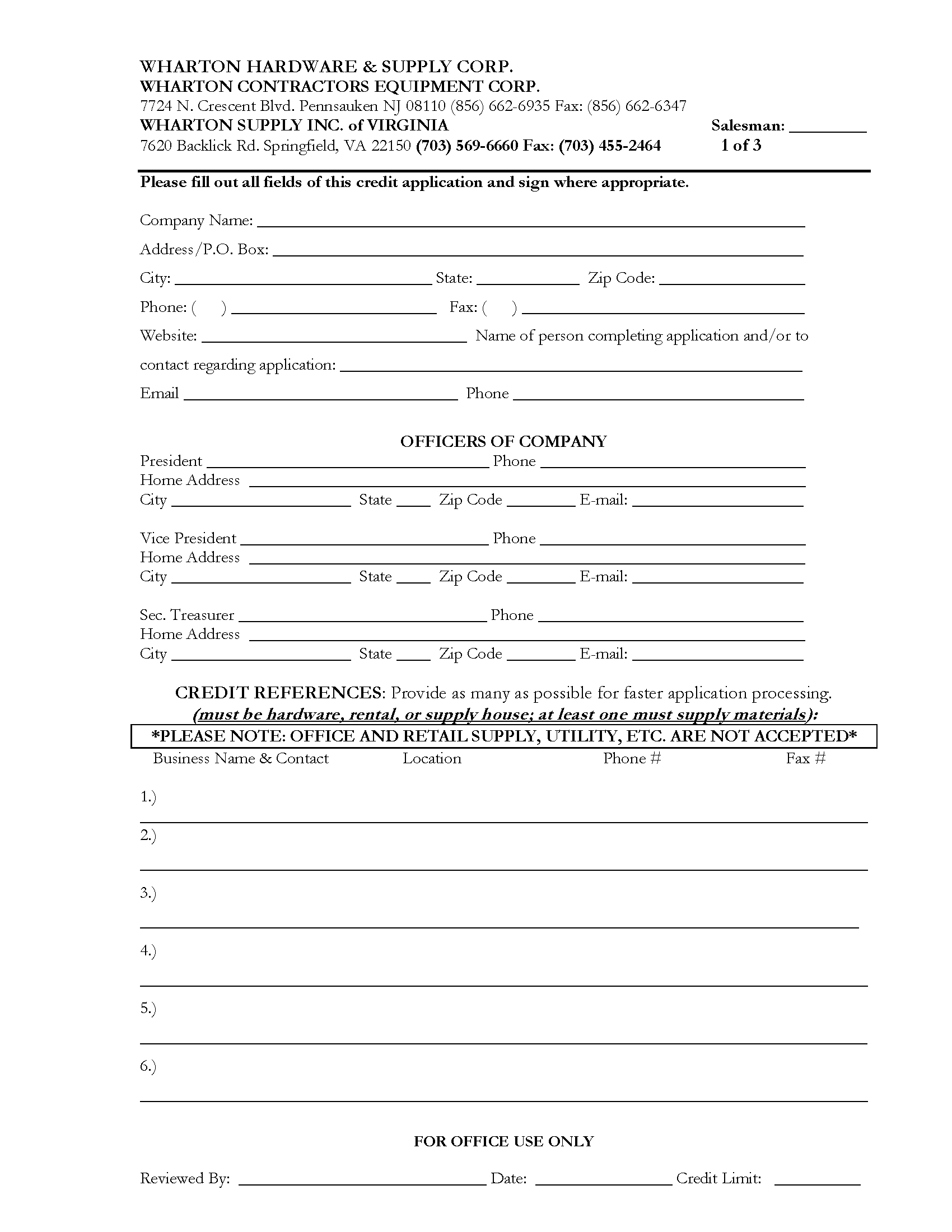 2023 Wharton Credit Application